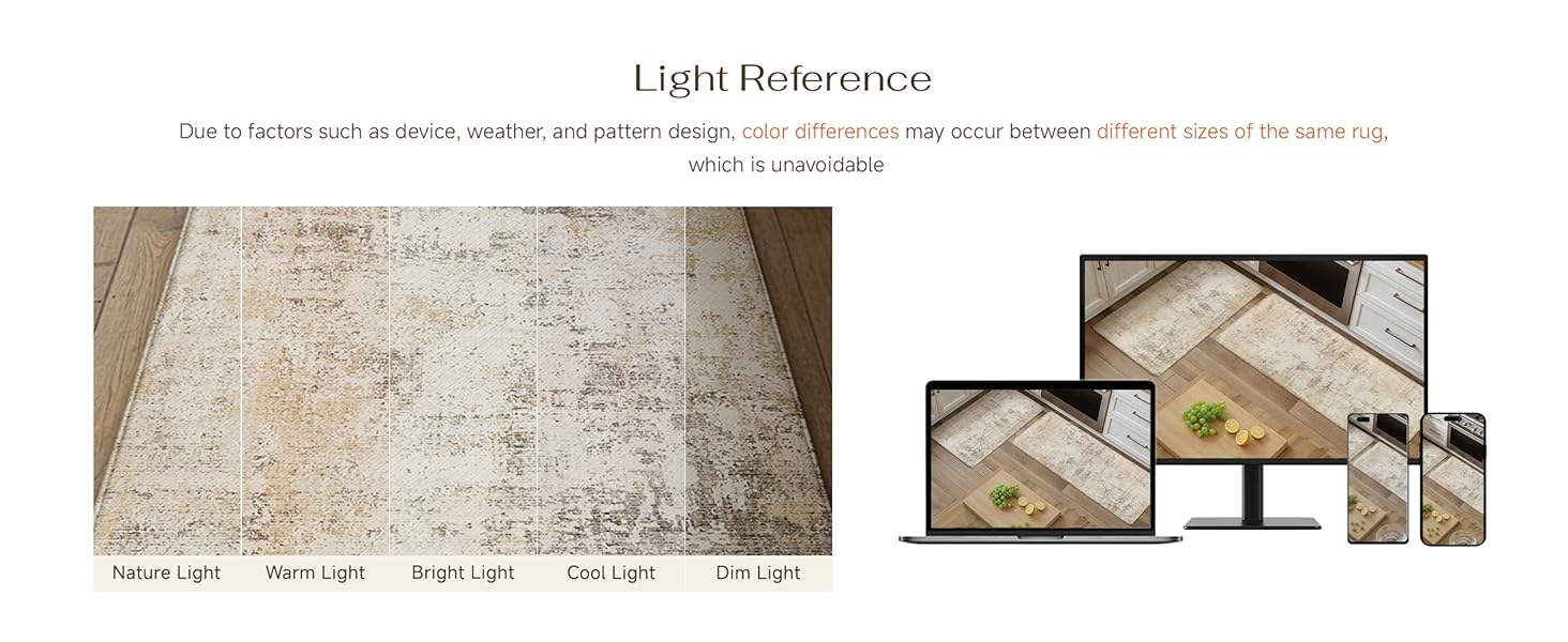 Kitchen Mats for Floor Set of 2 Anti Fatigue Waterproof Kitchen Rug Beige Grey Abstract Cushioned Non-Slip Kitchen Mats Comfort Standing Neutral Mat for Sink Laundry Office 17.3