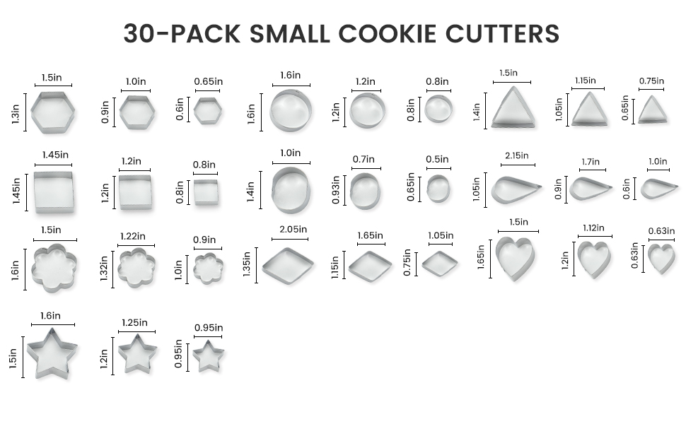 kinice 30 Pcs Mini Stainless Steel Cookie Cutters Set with Storage Box, Small Shape Baking Molds for Cookies, Polymer, Fruit, DIY Baking for Kids, Parties, Holidays & Kitchen Tools