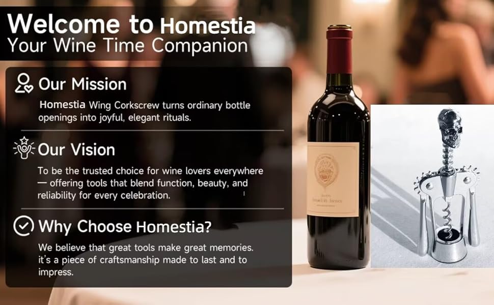 Homestia Silver Skull Skeleton Corkscrew Wine Bottle Opener - Gothnic Horror Lever Corkscrew - Unique Halloween Wine Accessory Gift for Men & Wine Lovers