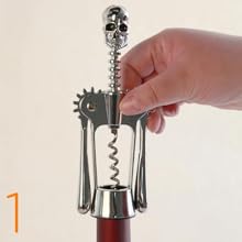 Homestia Silver Skull Skeleton Corkscrew Wine Bottle Opener - Gothnic Horror Lever Corkscrew - Unique Halloween Wine Accessory Gift for Men & Wine Lovers