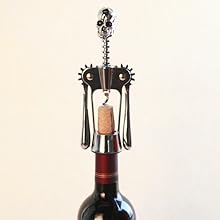 Homestia Silver Skull Skeleton Corkscrew Wine Bottle Opener - Gothnic Horror Lever Corkscrew - Unique Halloween Wine Accessory Gift for Men & Wine Lovers