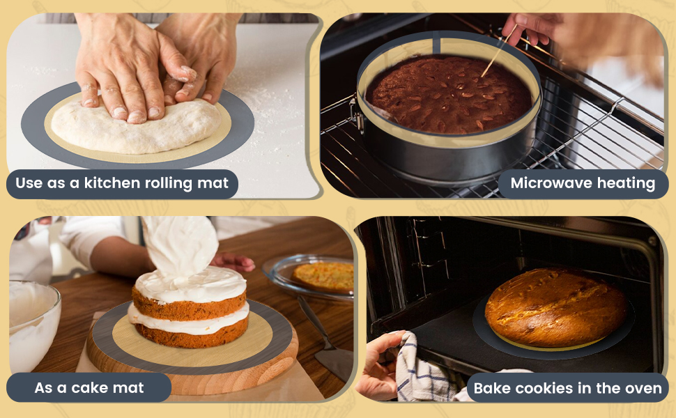 3 Set Silicone Baking Mat for 4, 7, 9 Inch Springform Pan Protector Prevent Cake from Sticking to Bottom and Side Easy Clean Nonstick Silicone Liners for Baking Cheesecake Pan