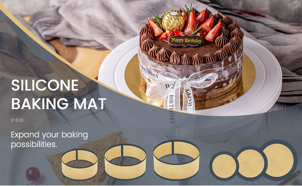 3 Set Silicone Baking Mat for 4, 7, 9 Inch Springform Pan Protector Prevent Cake from Sticking to Bottom and Side Easy Clean Nonstick Silicone Liners for Baking Cheesecake Pan