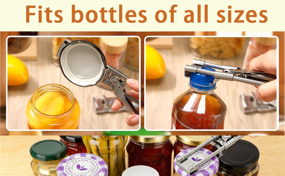 2PCS 2026 New Adjustable Stainless Steel Jar Opener, Upgrade Multifunctional Stainless Steel Can Opener, Jar Lid Gripper Bottle Opener Kitchen Accessories