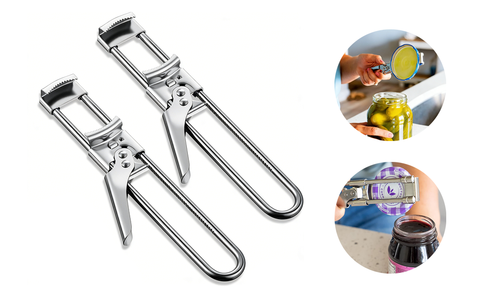 2PCS 2026 New Adjustable Stainless Steel Jar Opener, Upgrade Multifunctional Stainless Steel Can Opener, Jar Lid Gripper Bottle Opener Kitchen Accessories