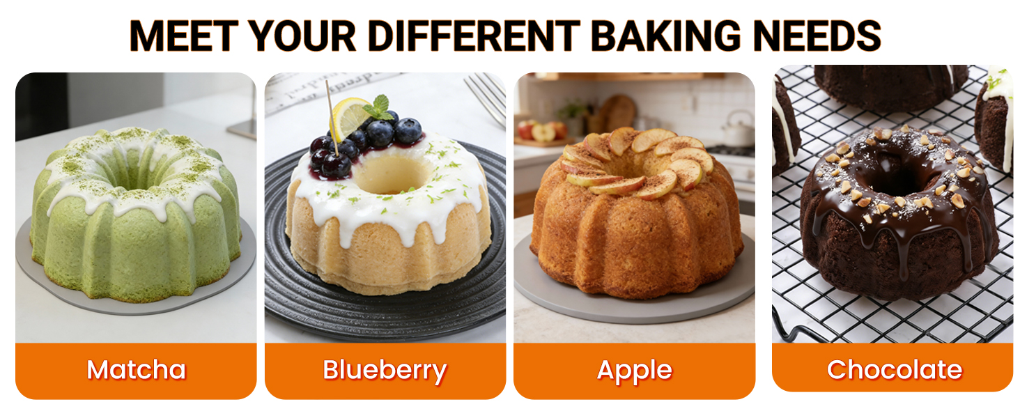 Jumbo Fluted Tube Pan with Metal Reinforced Frame, Silicone Nonstick Cake Molds 2Pcs for Chocoflan, Donuts, Cornbread, Brownies, BPA Free