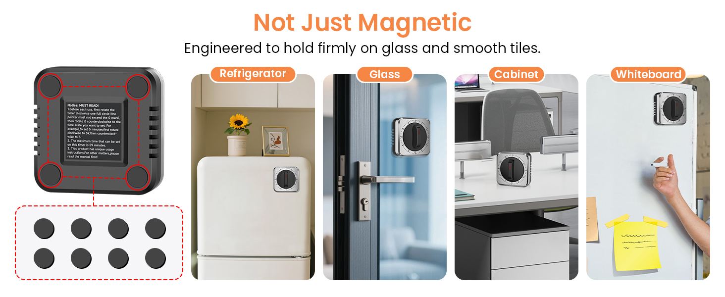 Mechanical Kitchen Timer with Magnet: Wind Up Cooking Timer Clock with Loud Alarm, Kitchen Timers for Cooking, No Battery Manual Food Timer for Baking, BBQ, Seniors & Daily Reminders