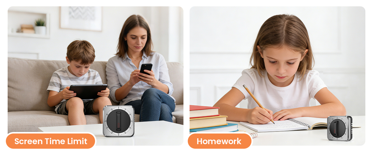 Mechanical Kitchen Timer with Magnet: Wind Up Cooking Timer Clock with Loud Alarm, Kitchen Timers for Cooking, No Battery Manual Food Timer for Baking, BBQ, Seniors & Daily Reminders