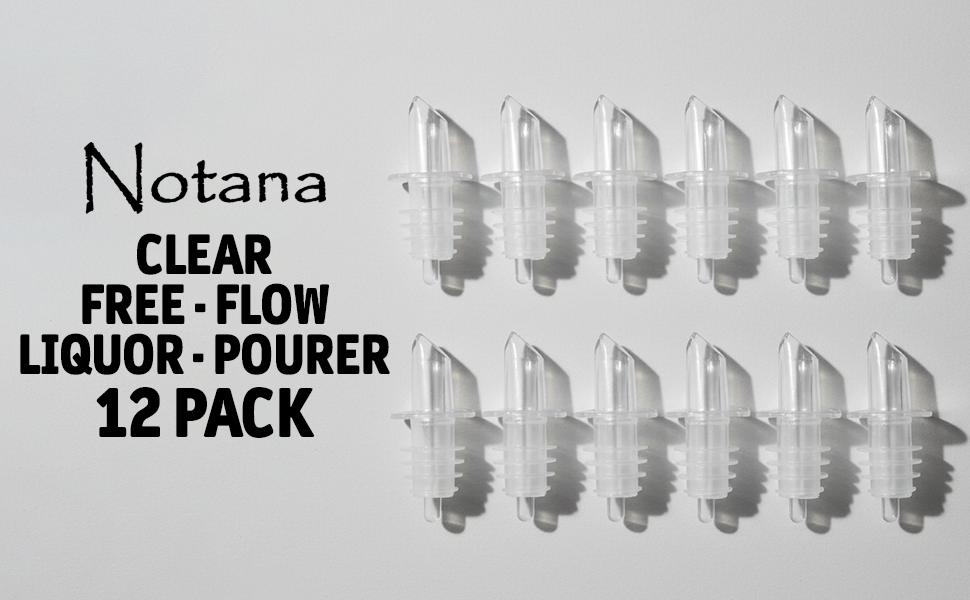 Liquor Bottle Pourers – Clear Speed Pourers with Universal Fit, Drip-Free Alcohol Bottle Pour Spouts for Home Bar, Restaurant, Lounge, and Bartending Use - 12 Pack