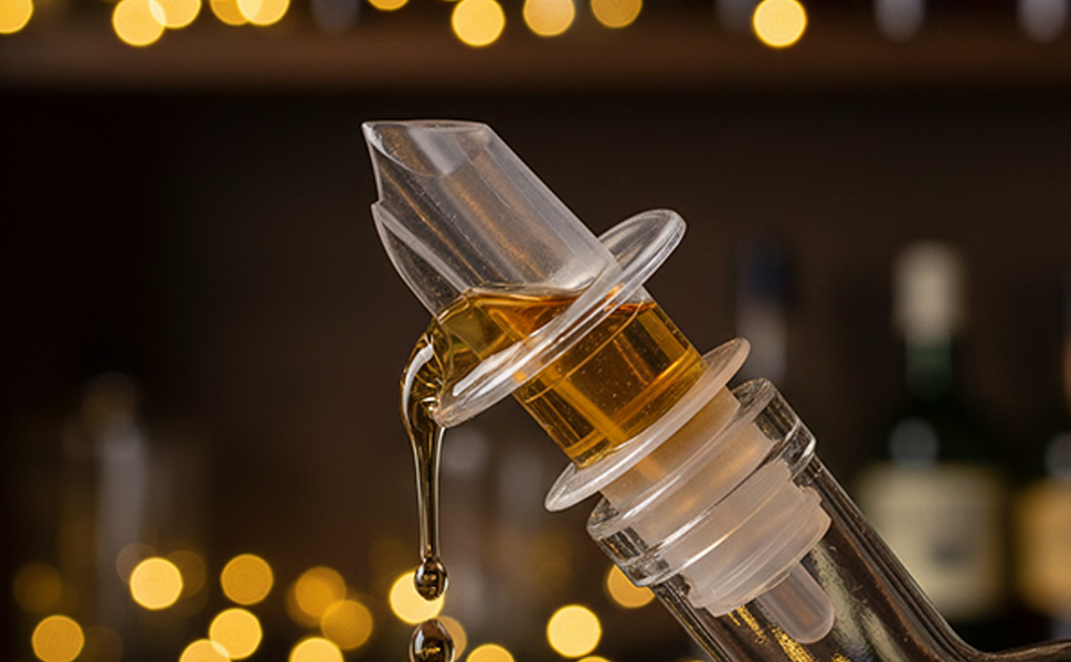 Liquor Bottle Pourers – Clear Speed Pourers with Universal Fit, Drip-Free Alcohol Bottle Pour Spouts for Home Bar, Restaurant, Lounge, and Bartending Use - 12 Pack