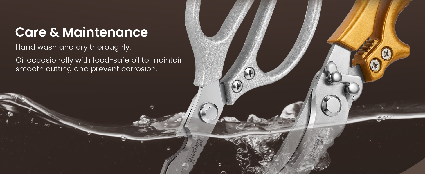 LEEPENK Kitchen Scissors All Purpose 2 Packs,Stainless Steel Kitchen Shear Dishwasher Safe,Heavy Duty Poultry Shears with Non-Slip Handle & Safety Lock,Cooking Scissor for Food