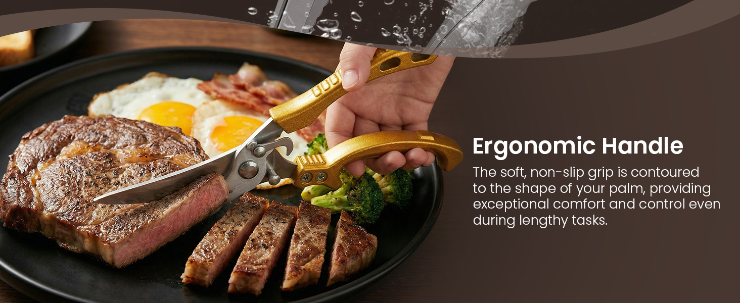 LEEPENK Kitchen Scissors All Purpose 2 Packs,Stainless Steel Kitchen Shear Dishwasher Safe,Heavy Duty Poultry Shears with Non-Slip Handle & Safety Lock,Cooking Scissor for Food