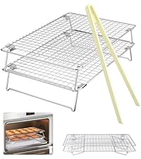 3 Tier Stackable Cooling Rack for Cooking and Baking, Wire Rack for Baking Sheet w/50 Parchment Papers, 13.4