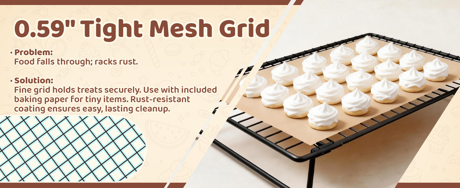 3 Tier Stackable Cooling Rack for Cooking and Baking, Wire Rack for Baking Sheet w/50 Parchment Papers, 13.4