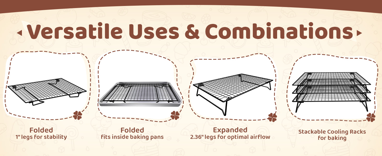 3 Tier Stackable Cooling Rack for Cooking and Baking, Wire Rack for Baking Sheet w/50 Parchment Papers, 13.4