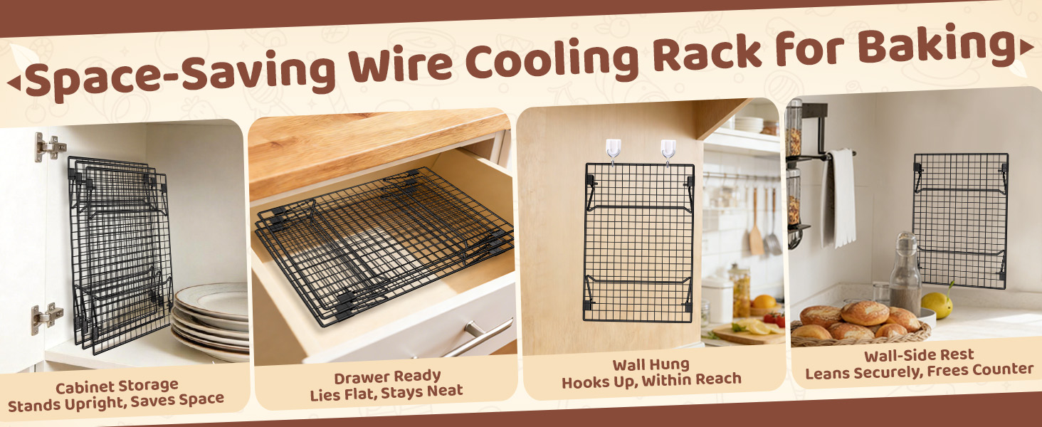 3 Tier Stackable Cooling Rack for Cooking and Baking, Wire Rack for Baking Sheet w/50 Parchment Papers, 13.4