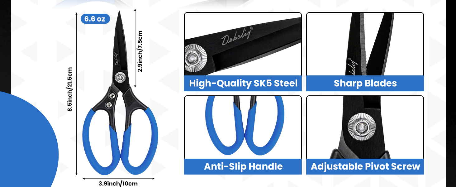 2 Pack Heavy Duty All Purpose Scissors, Stainless Steel Sharp Leather Shears, Cardboard Scissors for Home, Garden, Office, Craft, Sewing