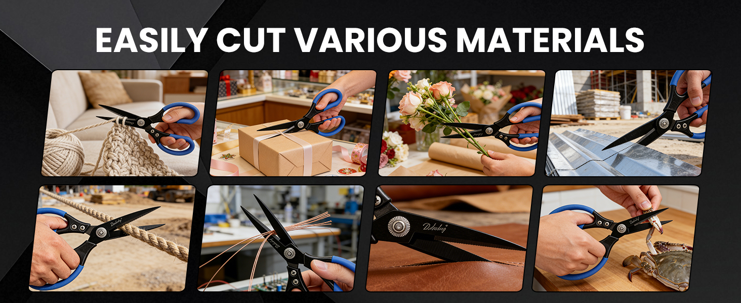 2 Pack Heavy Duty All Purpose Scissors, Stainless Steel Sharp Leather Shears, Cardboard Scissors for Home, Garden, Office, Craft, Sewing