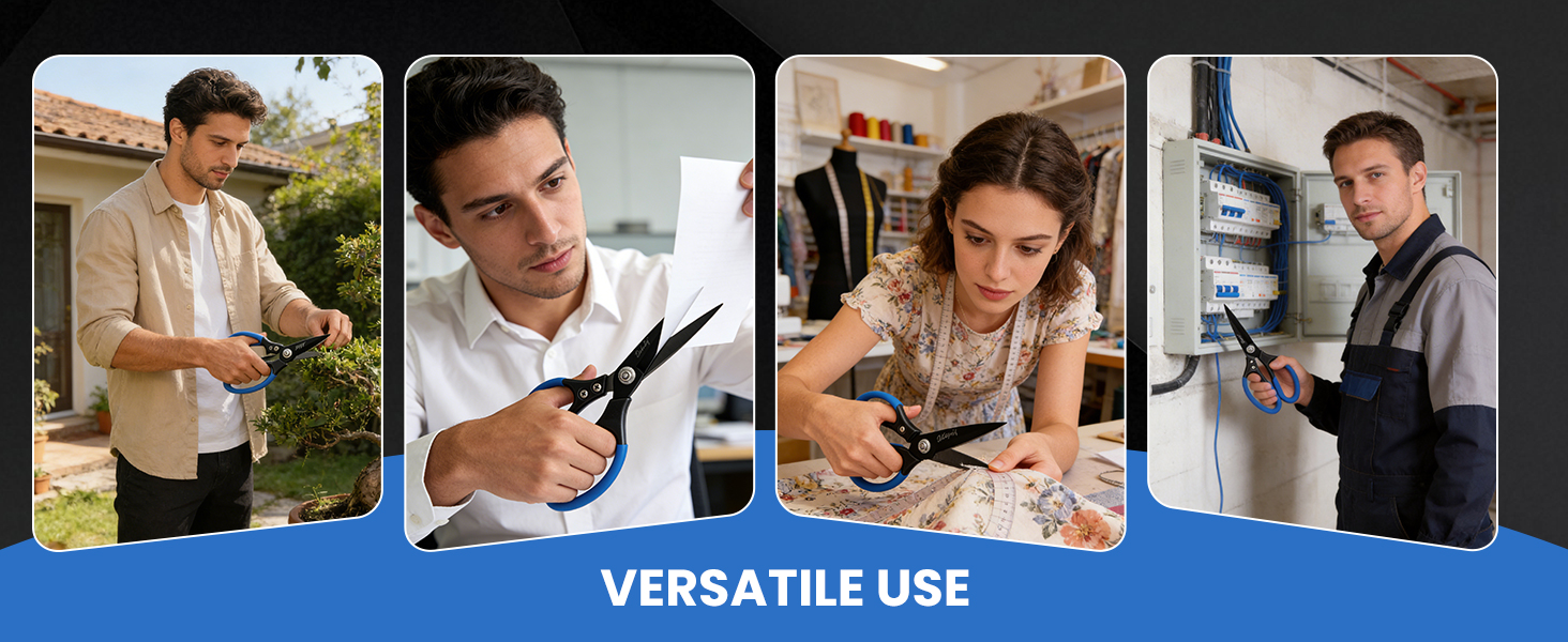 2 Pack Heavy Duty All Purpose Scissors, Stainless Steel Sharp Leather Shears, Cardboard Scissors for Home, Garden, Office, Craft, Sewing