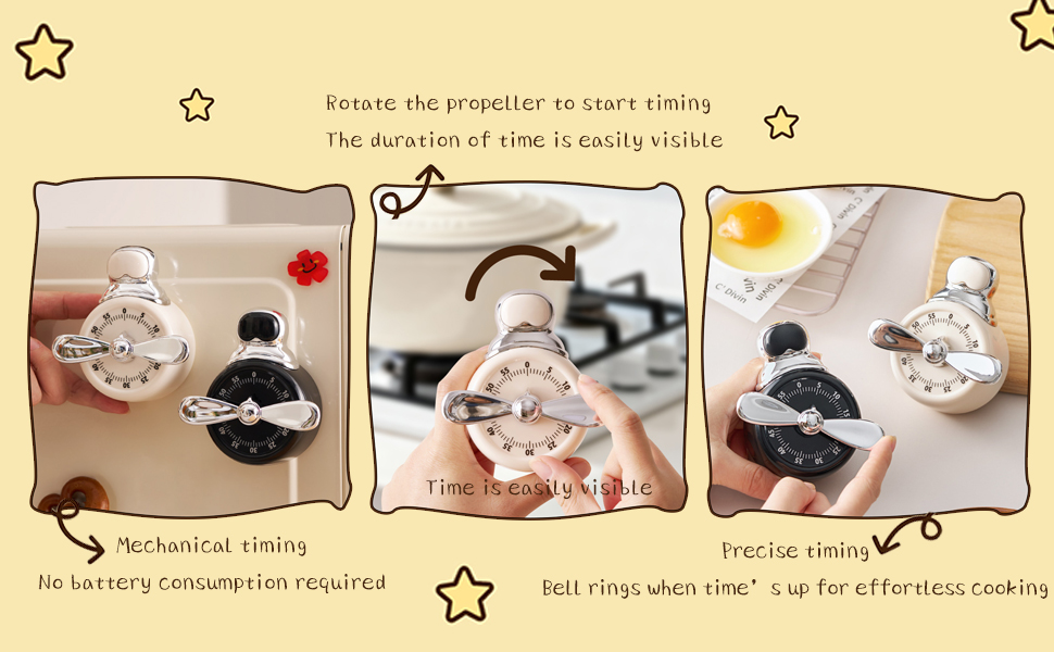 Magnetic Timer, Mechanical Kitchen Cooking Reminder & Student Time Manager, Self-Discipline Alarm Clock for Time Management, Fridge Magnet Timer for Home School Office (White)