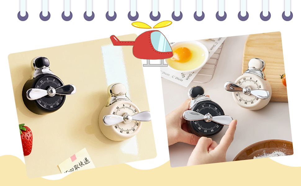 Magnetic Timer, Mechanical Kitchen Cooking Reminder & Student Time Manager, Self-Discipline Alarm Clock for Time Management, Fridge Magnet Timer for Home School Office (White)