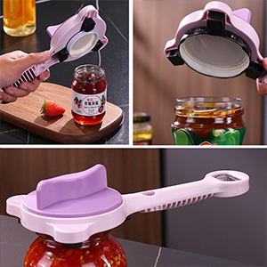 4-in-1 Jar Opener, Adjustable Jar Opener for Seniors, Kitchen Tool Designed Specifically for Seniors and Those with Limited Physical Strength, Suitable For Beer, Salad Dressing, Jar (Purple)