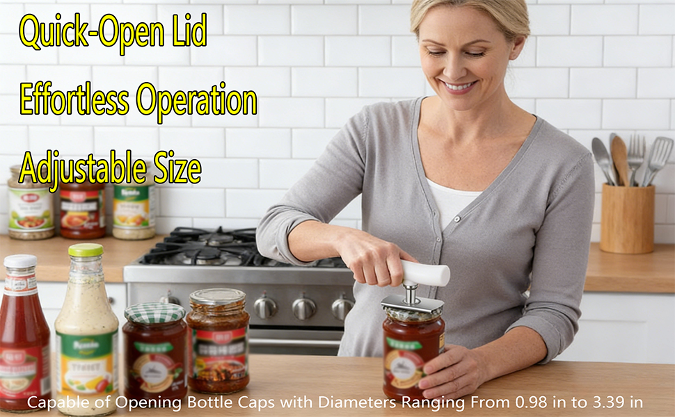 Cap Crack Jar Opener 2026 New Adjustable Multi-Lid Can Opener for Weak Hands - Ergonomic Non-Slip Grip, One-Hand Operation, Opens Bottles Cans Jars Effortlessl (White Green)