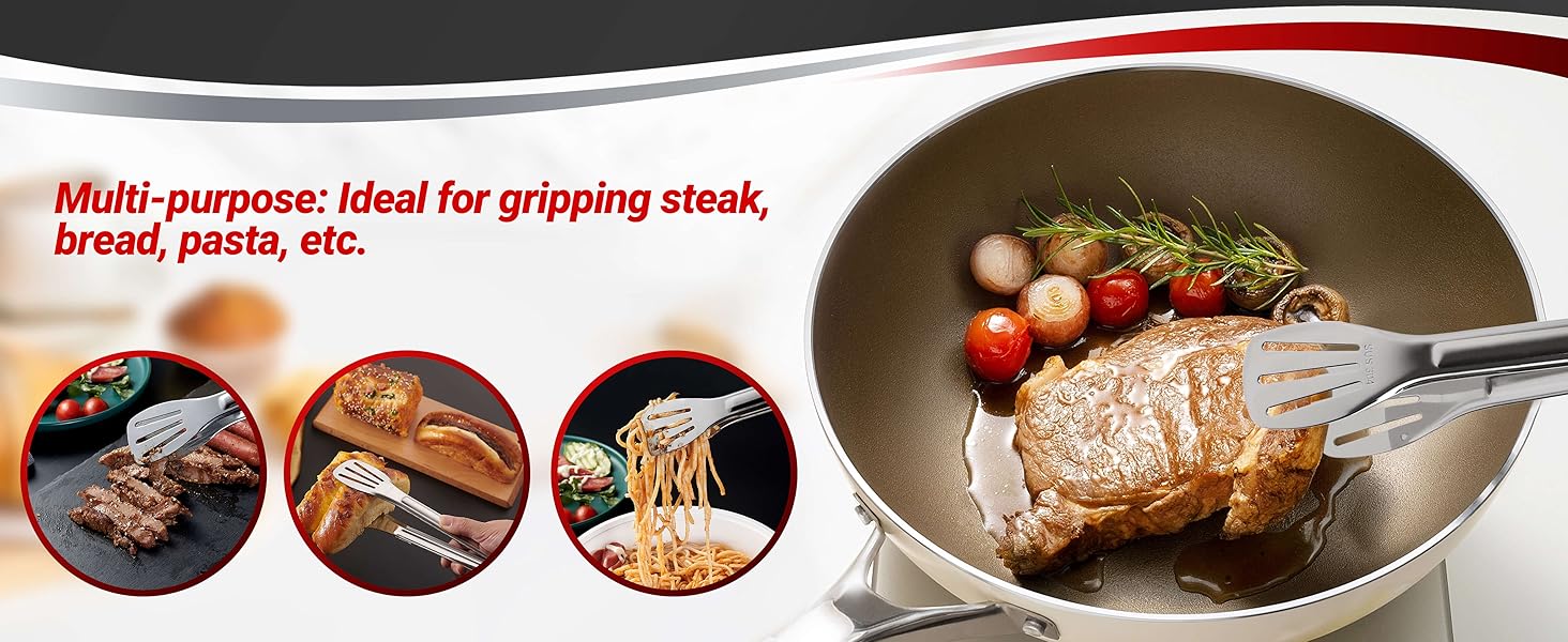 304 Stainless Steel Cooking Utensils Set - 18 PCS Long Metal Serving Utensils, Kitchen Tools - Whisk, Masher, Fork, Tongs, Solid/Slotted Spoon, Spatula, Turner, Ladle, Skimmer, Pasta, Large Spoon Set