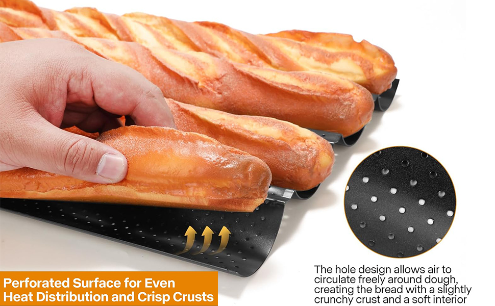 4-Slot French Baguett-e Pan Set, Non-Stick French Bread Baking Pan with Proofing Cloth and Stainless Steel Dough Cutter, Making Molds Home Baking Tools Kit for Homemade Bread (SIZE:15x13 Inch)