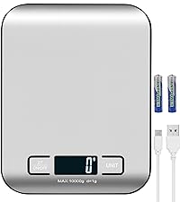 Digital Shipping Scale,Stainless Steel Panel, Accurate Portable Postal Scale for Packages, Small Business,Kitchen, Food, Handmade, Liquids, and Boutique (Mirror Gold Battery(5kg/1g))