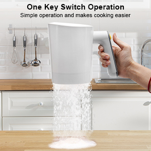 Electric Flour Sifter, Handheld Battery Operated Stainless Steel Mesh Shaker, Fine Mesh Cup Shape Powder Shaker Strainer Kitchen Cooking Baking Pastry Tools 4 Cup/1L Capacity