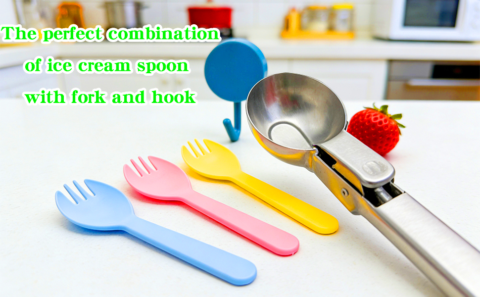 Large Ice cream scoop, a portable stainless steel ice cream scoop with trigger device and comfortable handle, suitable for DIY mixed ice cream, fruits, frozen yogurt, etc. (1pcs Large silvery)