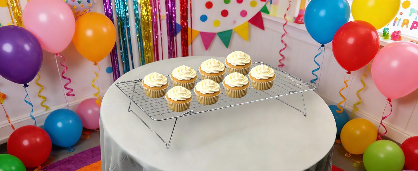 Cooling Rack, 3 Tier Stackable Cooling Racks for Cooking Baking Roasting, Multi-Level Collapsible Cookie Rack for Cakes, Oven Safe & Easy Clean (Silver, 3-Tier)