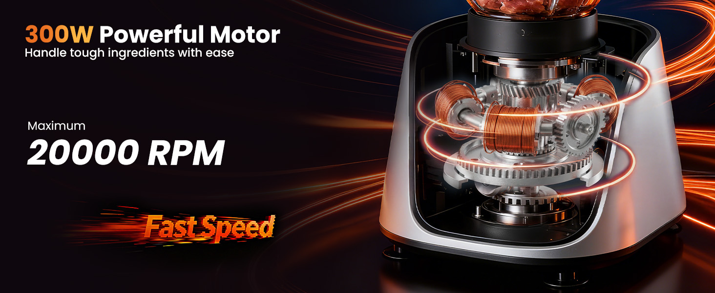 Sweetcrispy Food Processor Blender Combo for Vegetable, Dough, Electric Food Processors Slicing, 6 Cup Chopper for Meat, Puree, 2 Speeds, Sharp Blades, Safety Lock with 1.5L Glass Jar