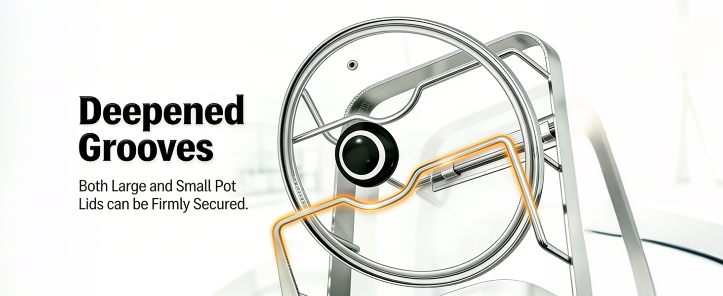 304 Stainless Steel Pot Lid Holder, Kitchen Pot Lid Storage Rack/Pot Lid Organizer, Spoon and Lid Rest for Stove Top/Countertop, Multi-Functional Utensil Rest (2 levels)