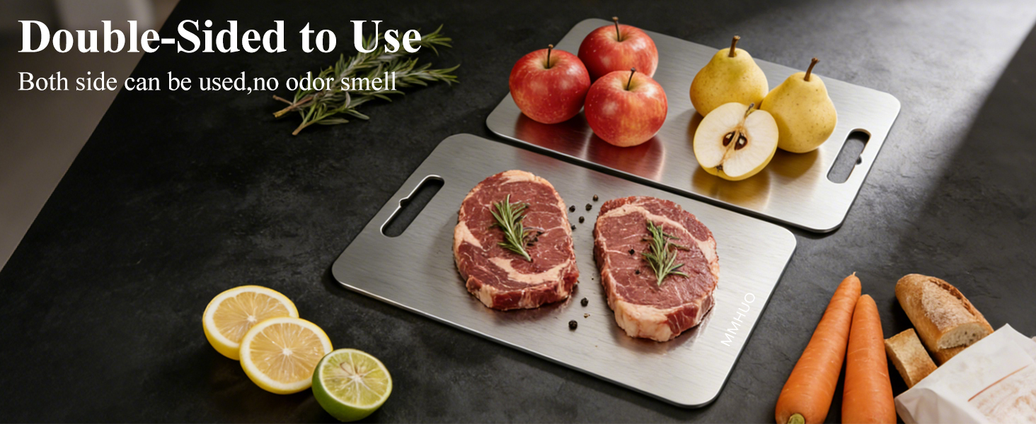 Cutting Board,304 Foodgrade Stainless Steel Cutting Board for Kitchen,Dishwasher Safe,Double-sided Chopping Board for Meat,Vegetables or Fruit,M 13.4