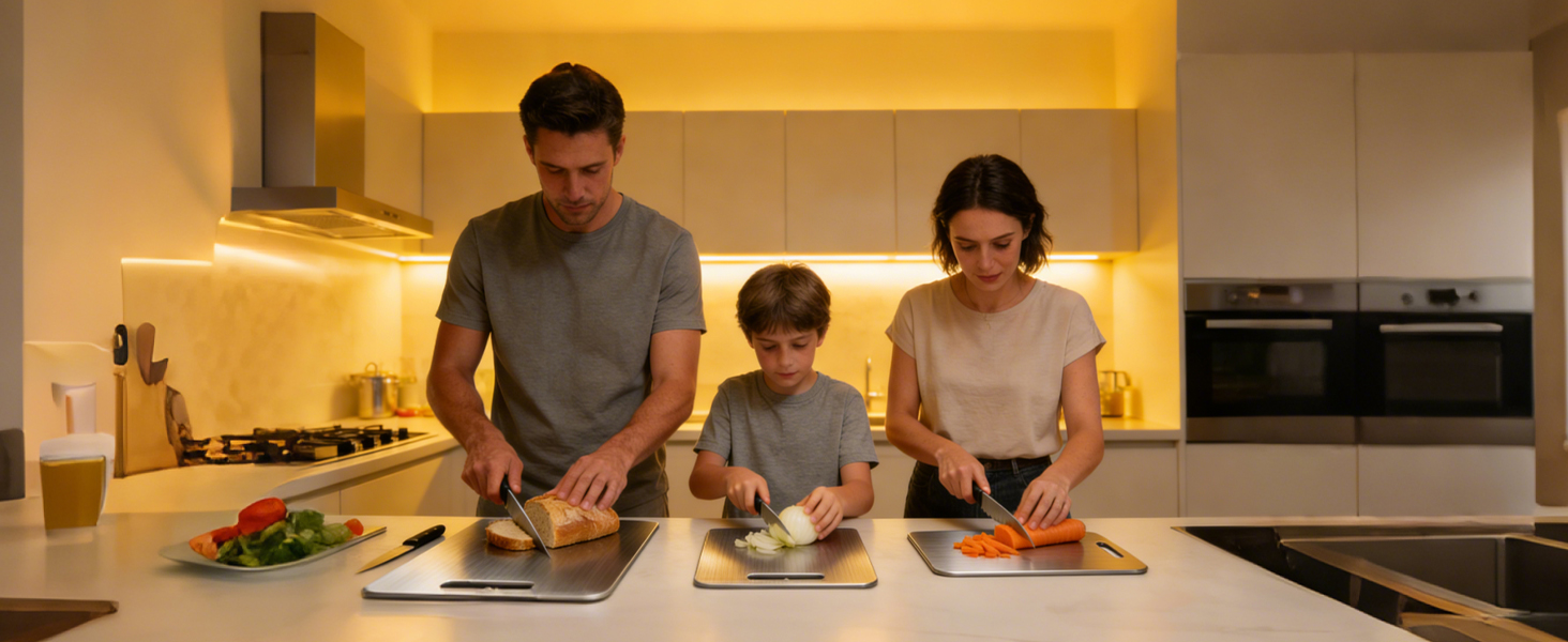 Cutting Board,304 Foodgrade Stainless Steel Cutting Board for Kitchen,Dishwasher Safe,Double-sided Chopping Board for Meat,Vegetables or Fruit,M 13.4