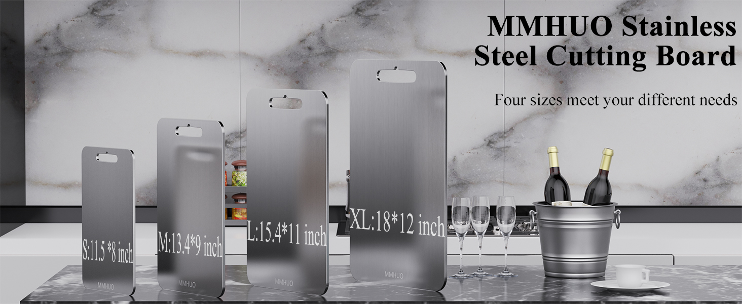 Cutting Board,304 Foodgrade Stainless Steel Cutting Board for Kitchen,Dishwasher Safe,Double-sided Chopping Board for Meat,Vegetables or Fruit,M 13.4