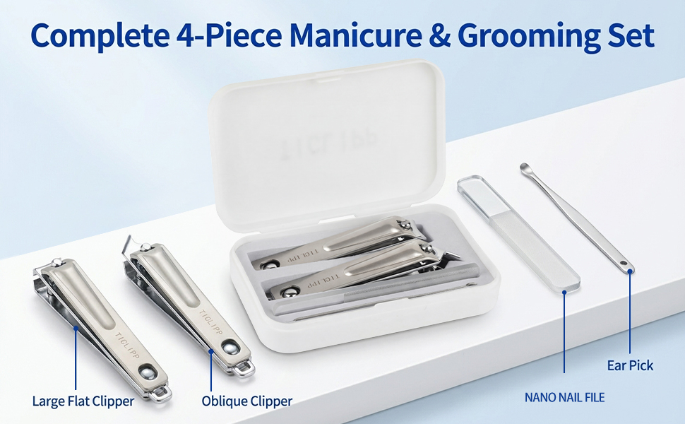 Nail Clippers Set for Men & Women, Sharp Large Opening Fingernail & Toenail Cutter, Ideal for Seniors with Thick Nails