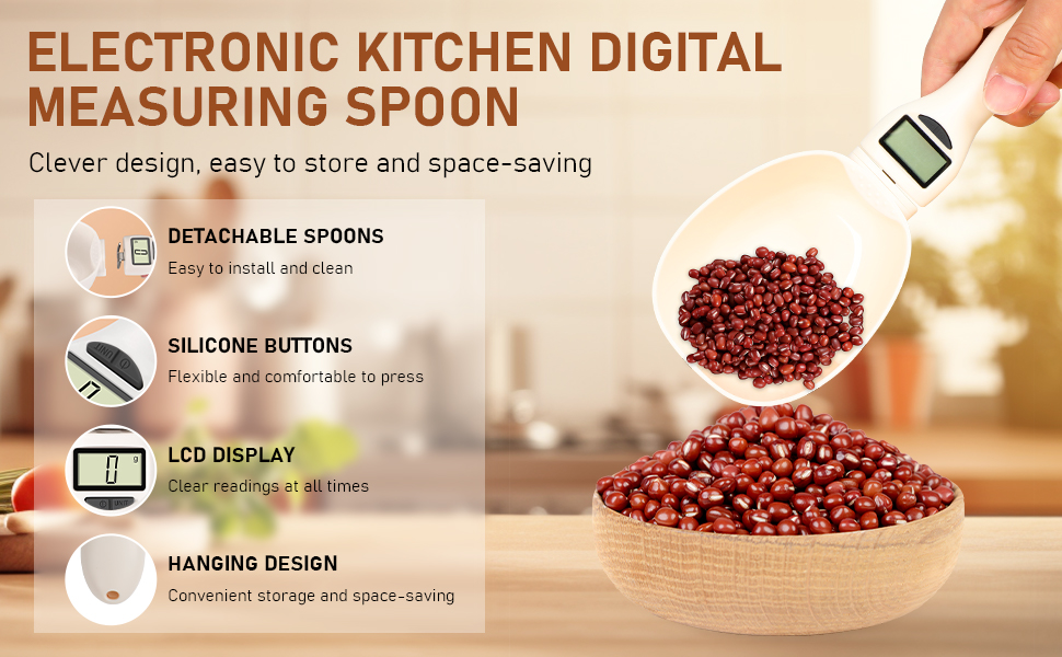 Digital Measuring Spoon Scale,Electronic Food Measuring Scale,Food Weight Scale Grams and Ounces,800g/0.1g High Precision Digital Kitchen Food Scale with LCD Screen,Household Weighing Scoop