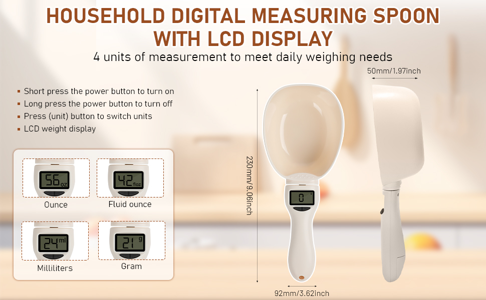 Digital Measuring Spoon Scale,Electronic Food Measuring Scale,Food Weight Scale Grams and Ounces,800g/0.1g High Precision Digital Kitchen Food Scale with LCD Screen,Household Weighing Scoop