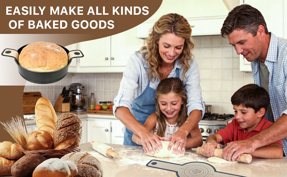 Silicone Bread Sling for Dutch Oven, 2 PCS Non-Stick Reusable Baking Mat with Long Handles, Oval & Round Sourdough Transfer Mat Easy to Clean (Gray)