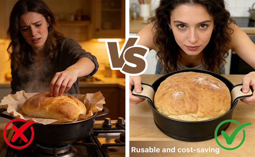 Silicone Bread Sling for Dutch Oven, 2 PCS Non-Stick Reusable Baking Mat with Long Handles, Oval & Round Sourdough Transfer Mat Easy to Clean (Gray)