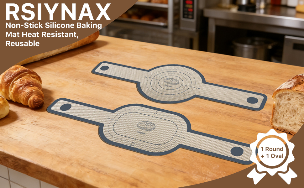 Silicone Bread Sling for Dutch Oven, 2 PCS Non-Stick Reusable Baking Mat with Long Handles, Oval & Round Sourdough Transfer Mat Easy to Clean (Gray)