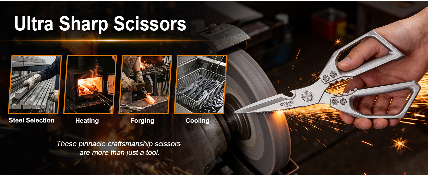 3PCS Heavy Duty Kitchen Scissors Set All Purpose - Stainless Steel Scissors Meat Scissors Dishwasher Safe Japanese Cooking Scissor for Food Paired with household tailor shears Gifts for Men Women