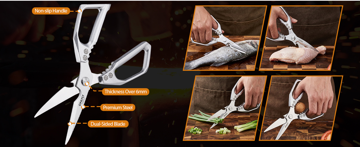 3PCS Heavy Duty Kitchen Scissors Set All Purpose - Stainless Steel Scissors Meat Scissors Dishwasher Safe Japanese Cooking Scissor for Food Paired with household tailor shears Gifts for Men Women