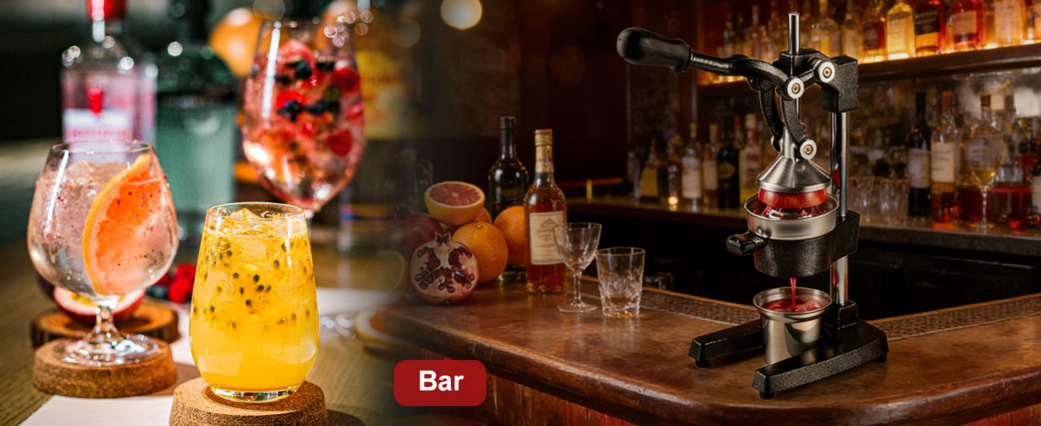 Cast Iron Juicer Hand Press - 13.8LB Heavy Duty Manual Citrus Orange Squeezer, 304 Stainless Steel Cup & Strainer, Professional Lemon Grapefruit Pomegranate Press for Home Bar Kitchen, Black