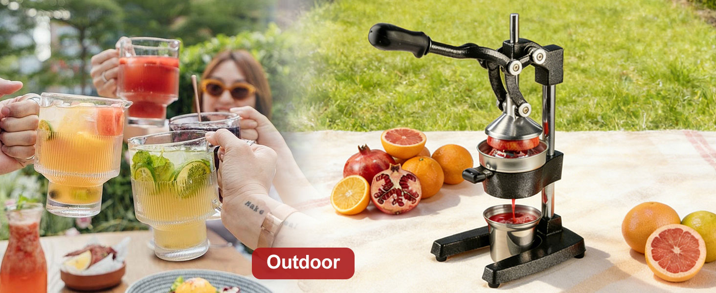 Cast Iron Juicer Hand Press - 13.8LB Heavy Duty Manual Citrus Orange Squeezer, 304 Stainless Steel Cup & Strainer, Professional Lemon Grapefruit Pomegranate Press for Home Bar Kitchen, Black