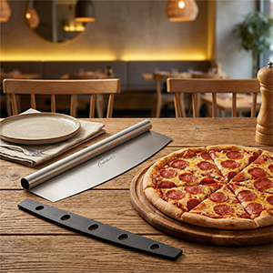 multifunctional Pizza Cutter, Razor Sharp Stainless steel pizza knife with Protective Cover-13.78inch, Professional Pizza Oven Accessories.
