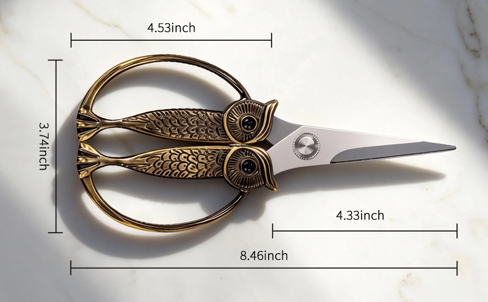 WARMHEART Owl Kitchen Scissors All Purpose, Stainless Steel Heavy Duty Sharp Shears for Meat, Chicken, Fish, Poultry, Herb, Bread (Golden, Medium)
